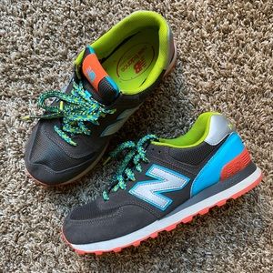 New Balance 574 (Grey/Orange/Yellow)- Women’s Size 9